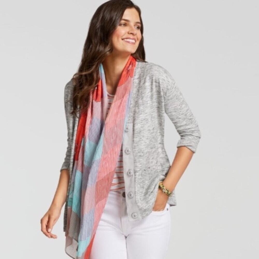 Cabi #5286 Marble Grey V Neck Sweater Cardigan